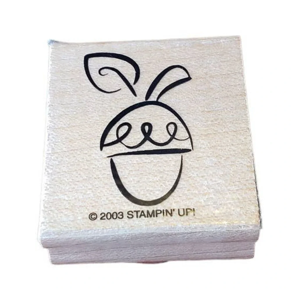 Stampin Up Autumn Fall Acorn Wood Mounted Rubber Stamp